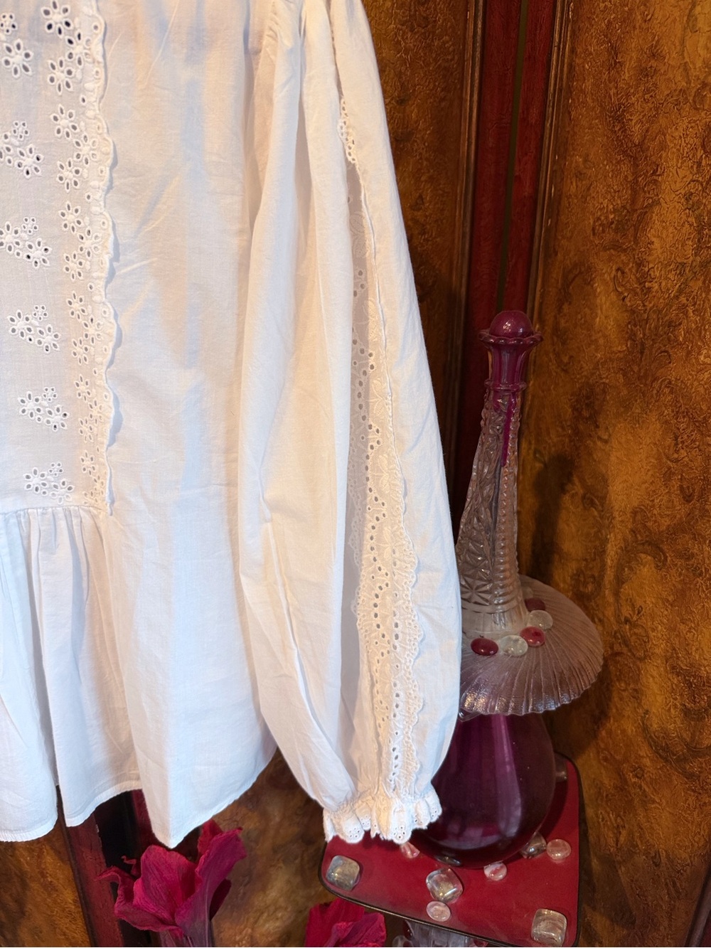 April Cornell White Eyelet Peasant Blouse - Picture 4 of 15